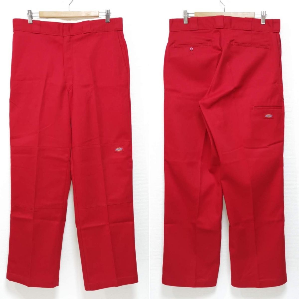 W34 L32 ディッキーズ DICKIES パンツ 赤 ダブルニー RED - ワークパンツ