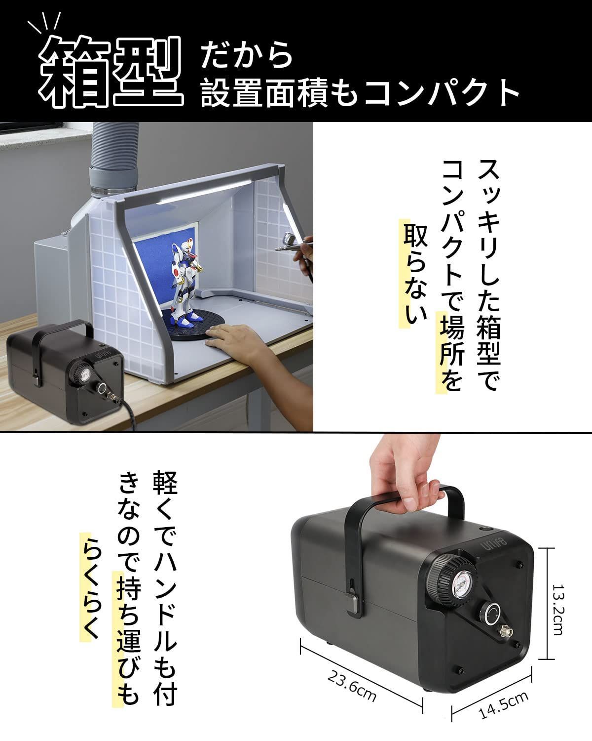 urlife HPADC 2色 エアブラシ コンプレッサー 2本エアブラシを同時に