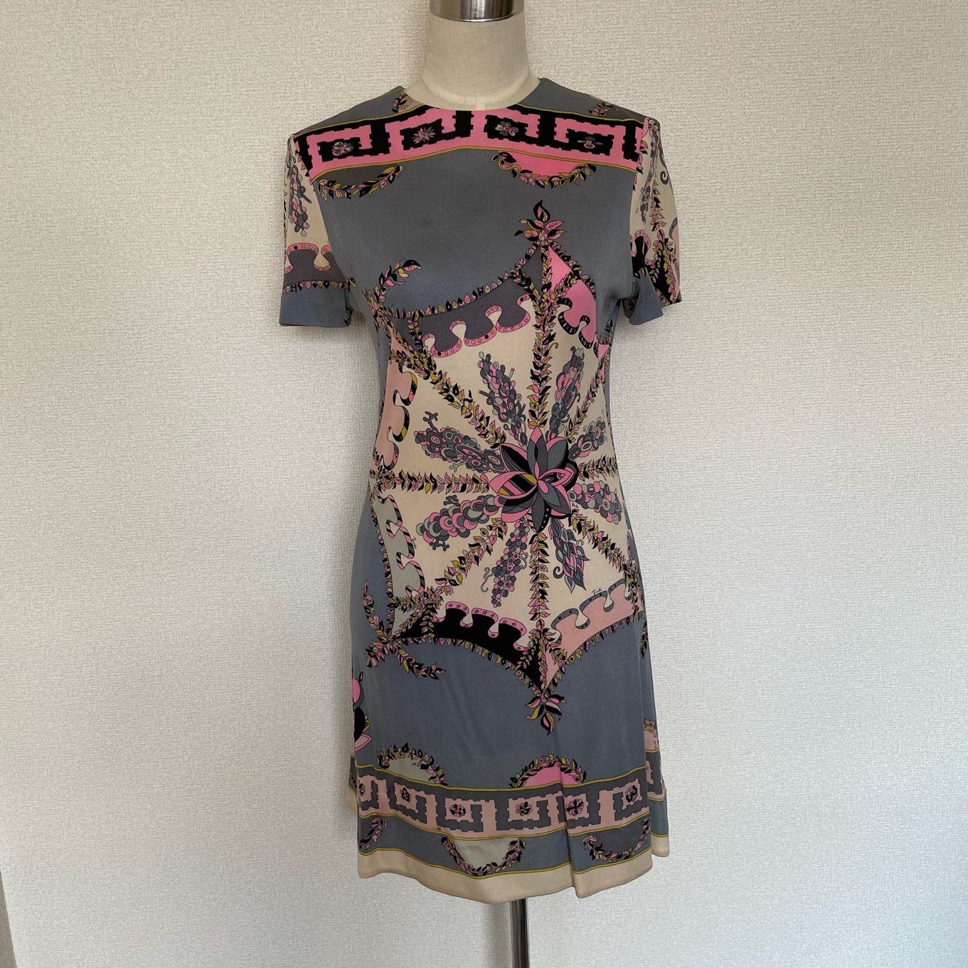 エミリオプッチ ヴィンテージ 半袖 ワンピース グレー×ピンク