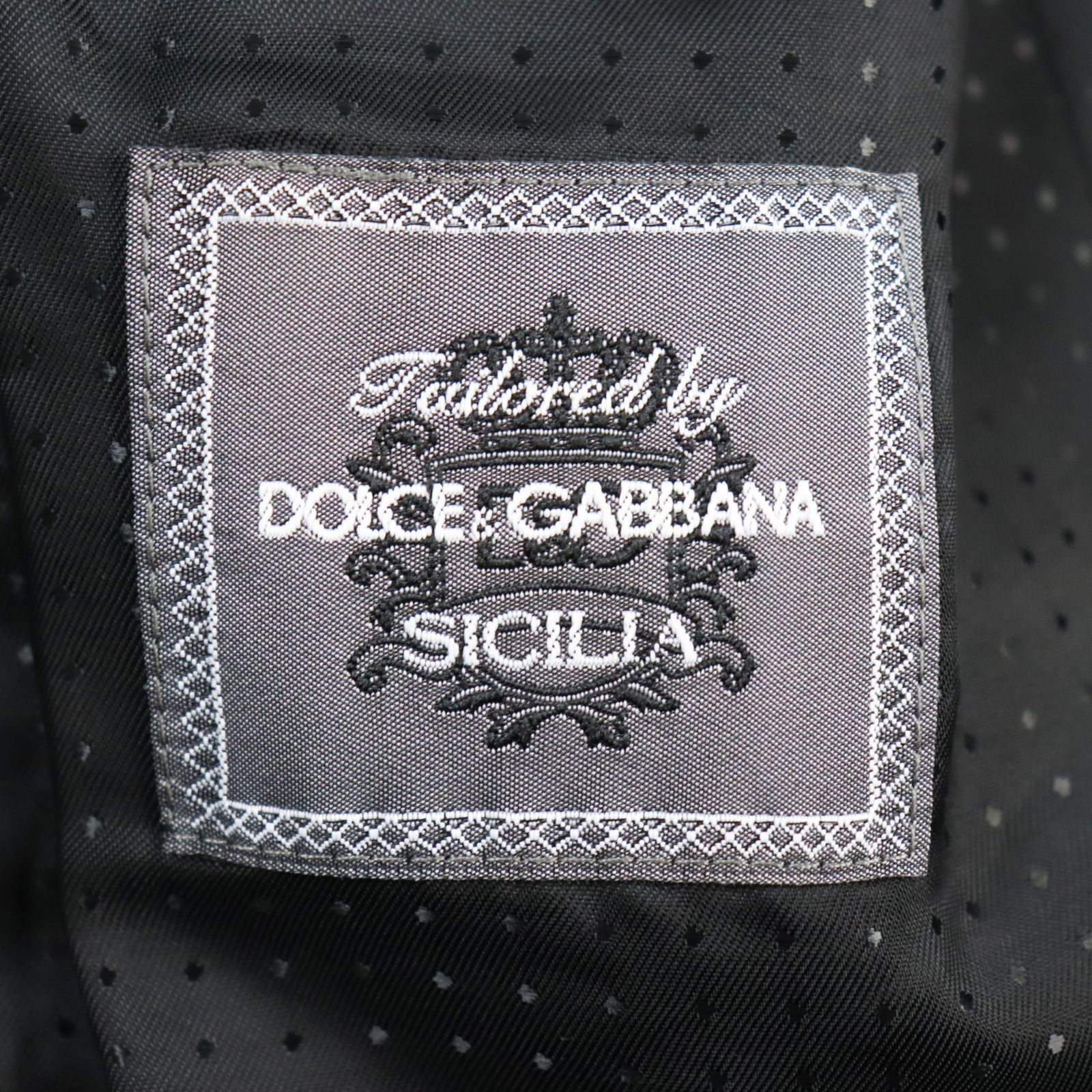 美品○DOLCE&GABBANA ドルチェ＆ガッバーナ G2DL3T FUVGM TAORMINA SICILIAライン シルク混 黒タグ ベロア 異素材切替 本切羽 シングル テーラードジャケット ブラック 52 イタリア製 正規品 メンズ