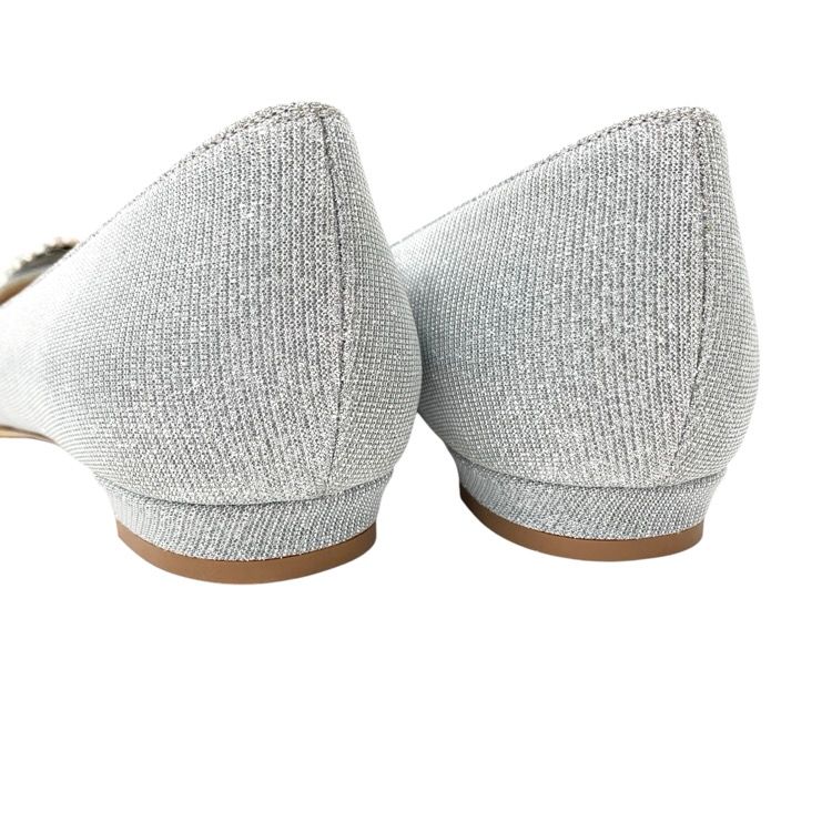 【マノロブラニク】Manolo Blahnik　ハンギシ ビジュー バックル レザー フラット パンプス ネイビー 38  【中古】【正規品保証】169054