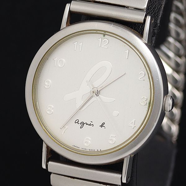 アニエスベー V701-6190 QZ シルバー文字盤 メンズ腕時計 OWD 2000000