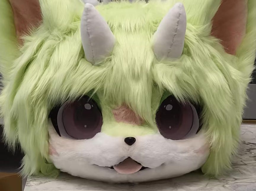 着ぐるみヘッド 猫 NO.377 緑 グリーン 全頭ヘッド ケモノ ファースーツ ぬいぐるみ コスプレ コスチューム kigurumi