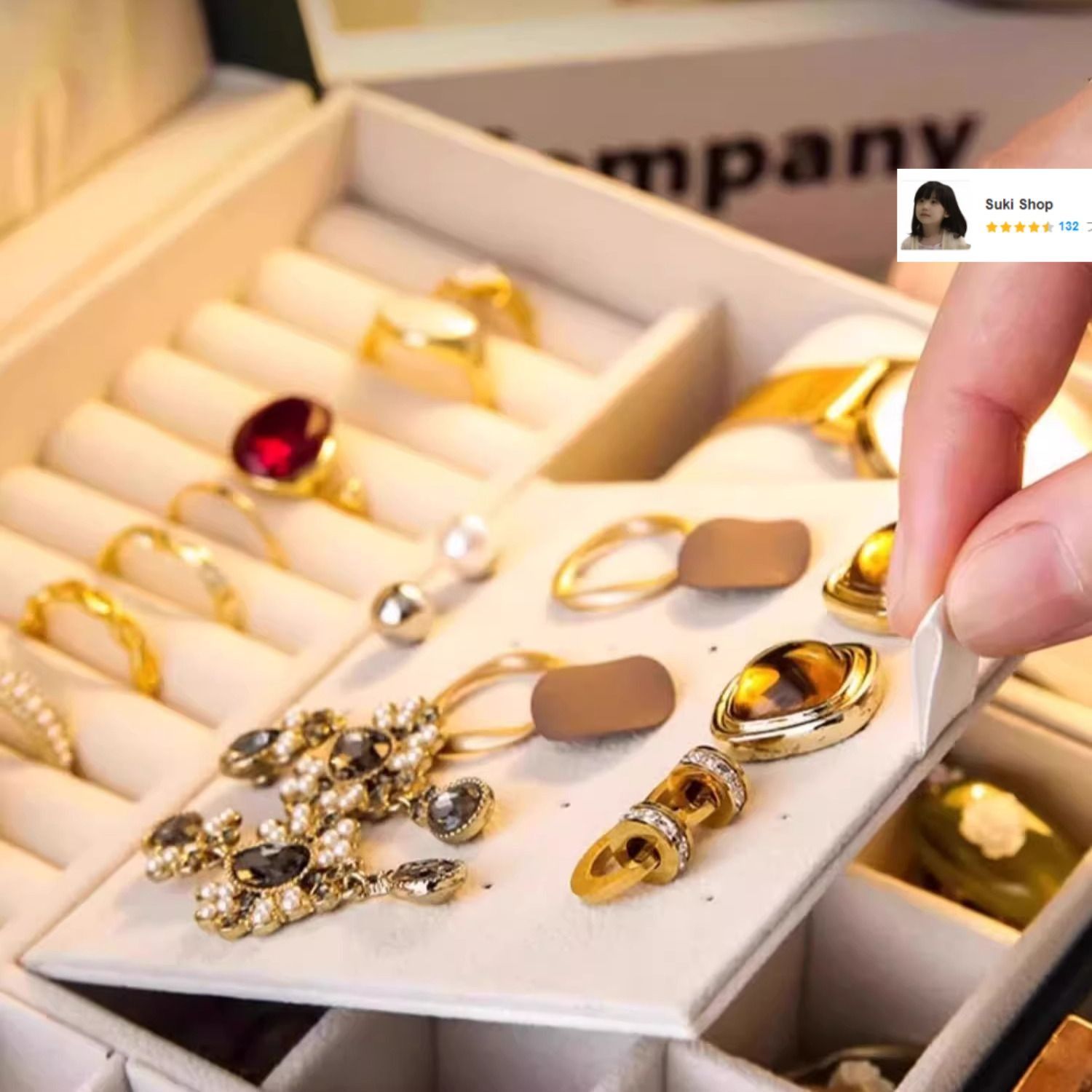 カメオ オルゴール付きジュエリーBOX 木製 宝石箱 オルゴール