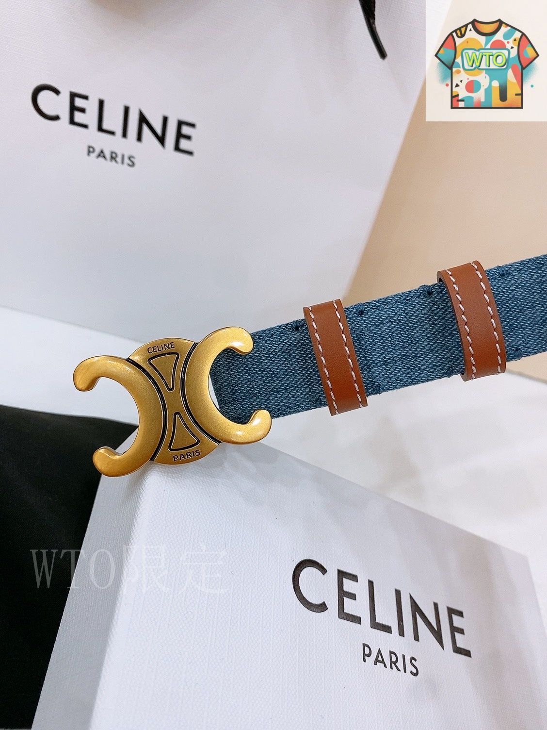 CELINE デニムベルト ロゴポーチ付き CELINE】セリーヌ コイン & カードポーチ ストライプデニム