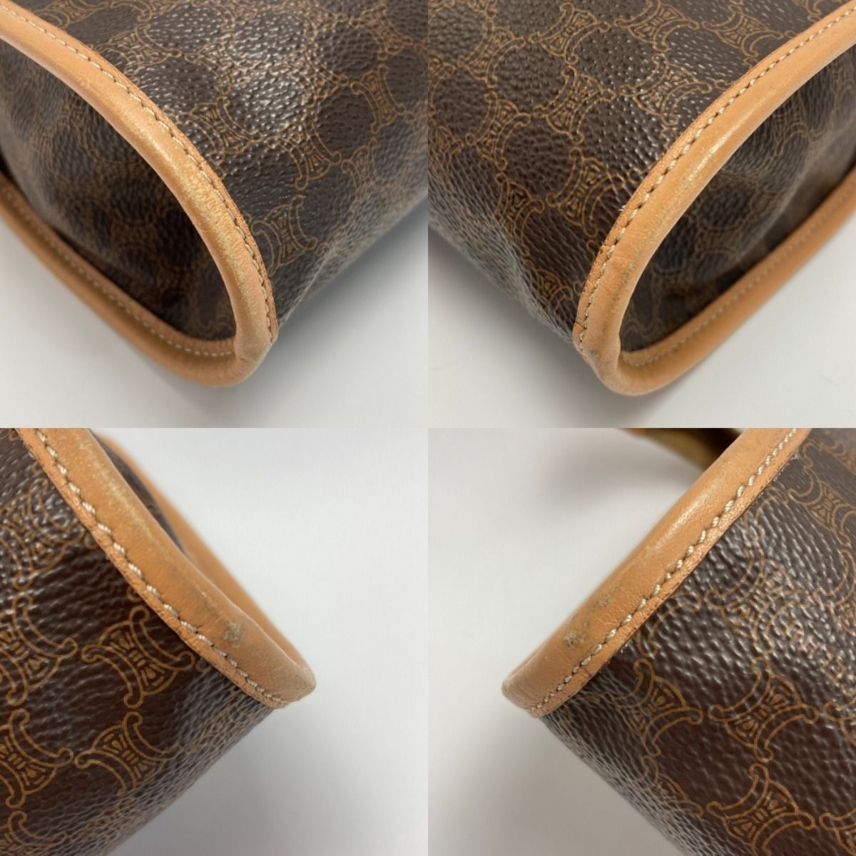 CELINE セリーヌ マカダム柄 クラッチバッグ ブラウン PVC×レザー