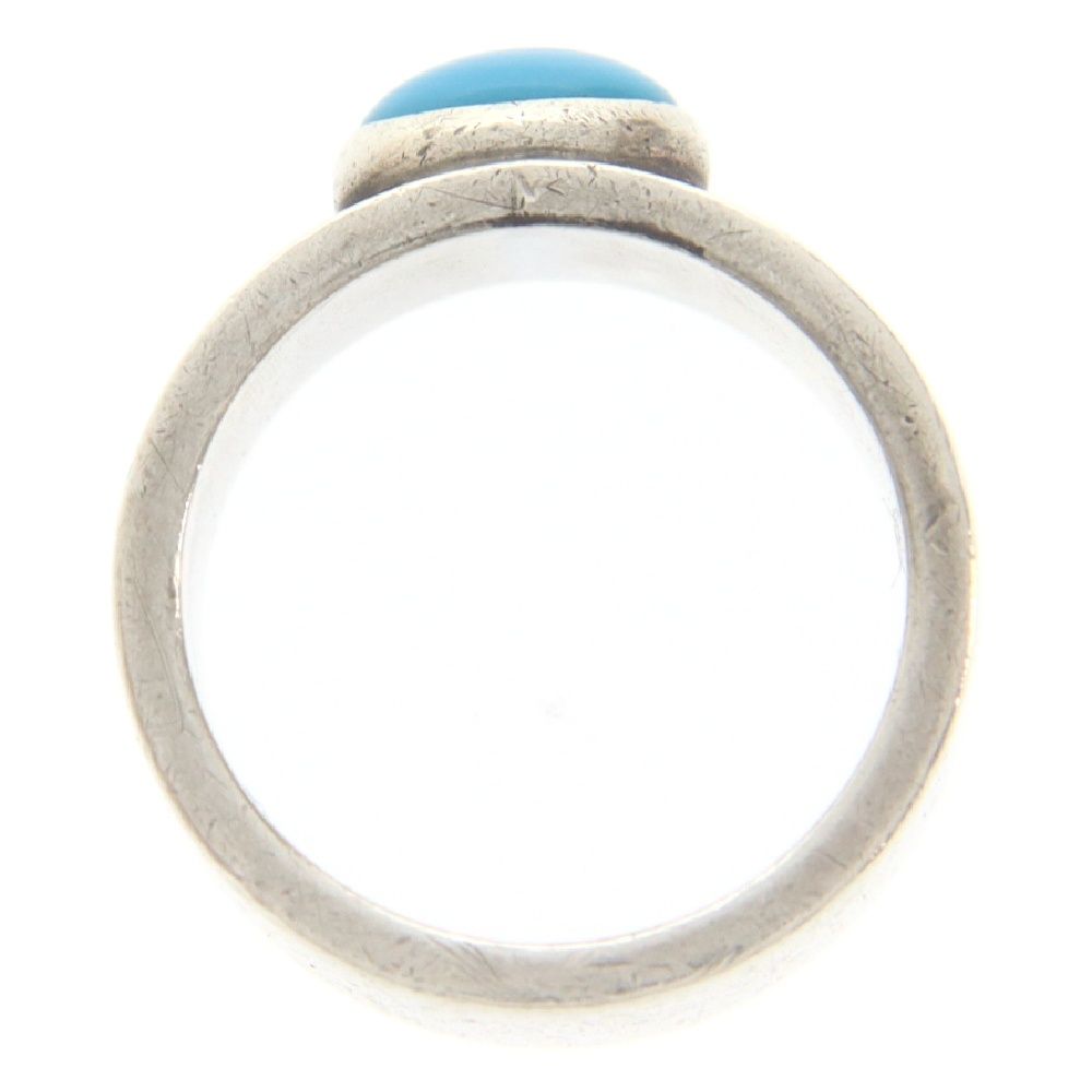 ゴローズ　ターコイズ付きシルバーリング ターコイズ付き平打ちリング 〈21号〉 【取扱：原宿シルバー店