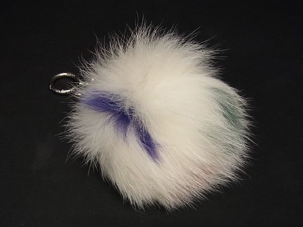 □美品□ FENDI フェンディ ファー×レザー ポンポンチャーム