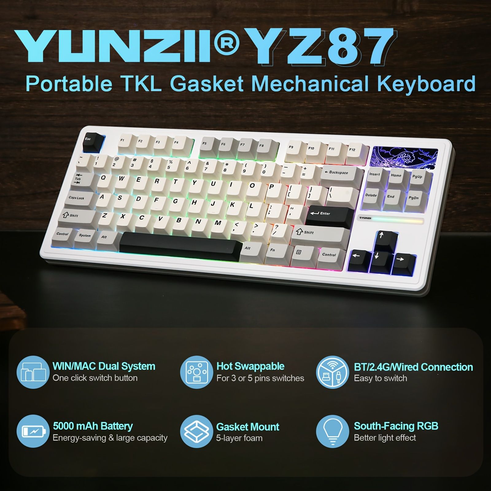 メカニカルワイヤレスゲームキーボード TKL-75%レイアウト