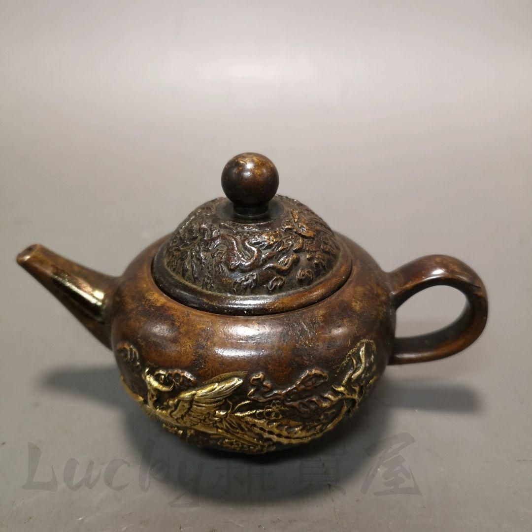 銅製 龍鳳急須 徳利 茶道具 装飾品 工芸品 置物 - メルカリ