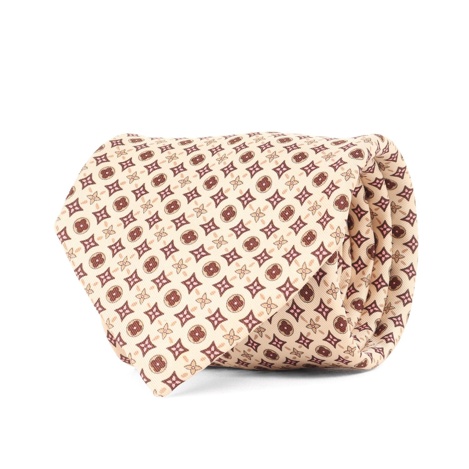 美品 ルイヴィトン Louis Vuitton ネクタイ シルク100% ブラウン 格子