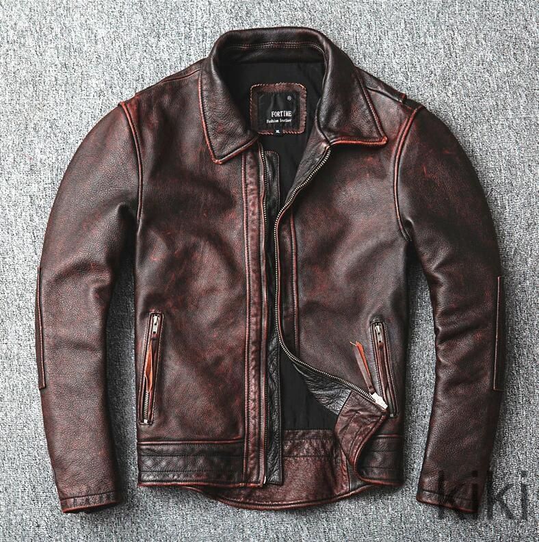 新品未使用メンズライダースジャケット レザージャケット 本革　牛革　革ジャンコート　アメカジ　vintage　バイクジャケット本革コート　