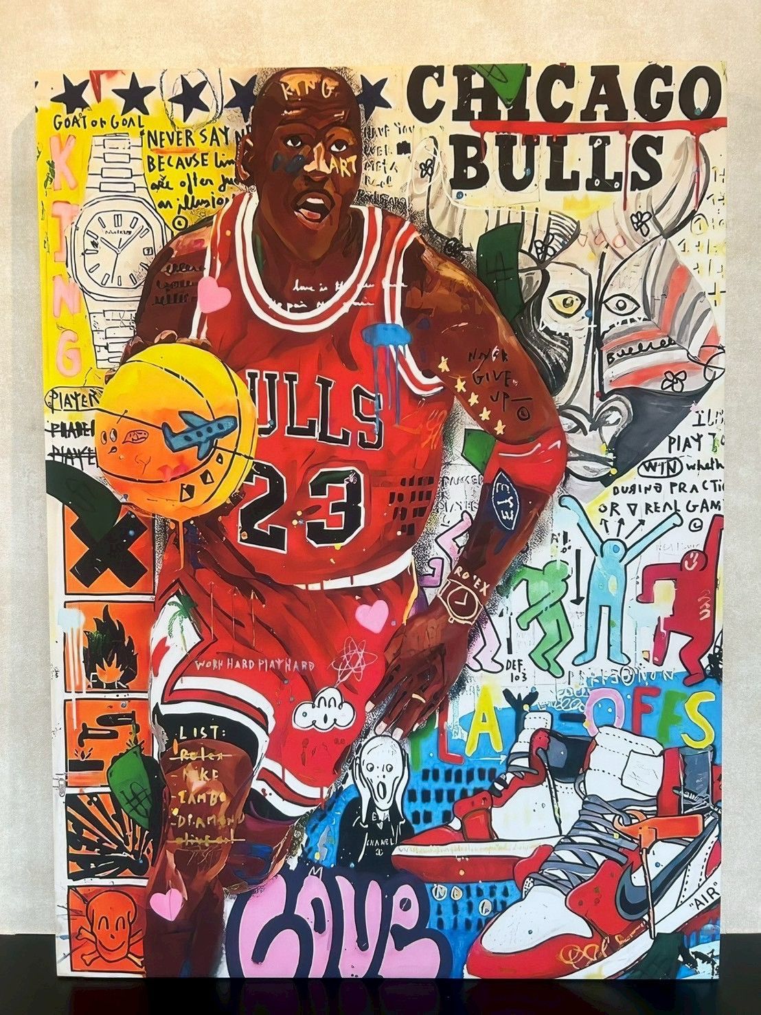 B グラフィックアート キャンバス絵画 バスケットボール マイケル ジョーダン 背番号２３