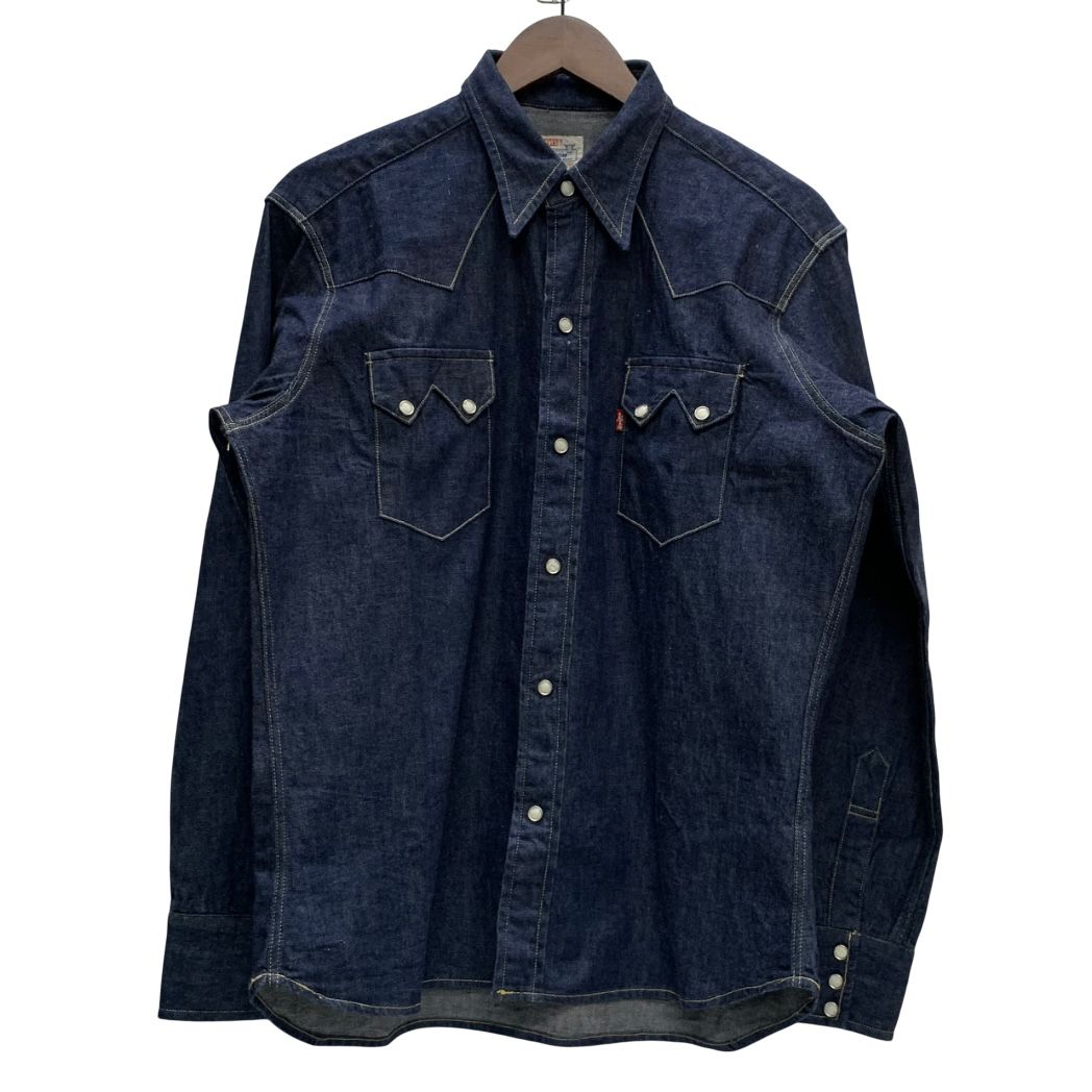 LEVIS USA製 555 濃紺 デニムウエスタンシャツ/M/バレンシア リーバイス Levi's 90's USA製 デニム ウエスタンシャツ 555