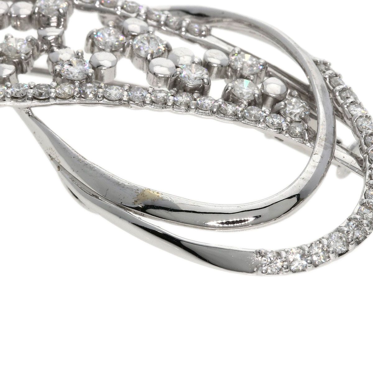 K18WG ダイヤモンド ブローチ K18WGダイヤ0.38ctブローチペンダントトップ兼用中古