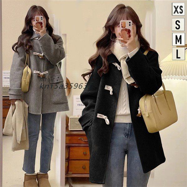 ダッフルコート ステン コート レディース ミディアム 黒 灰 定番 コート アウター トップス ダッフル シンプル 女性 kni5a359633