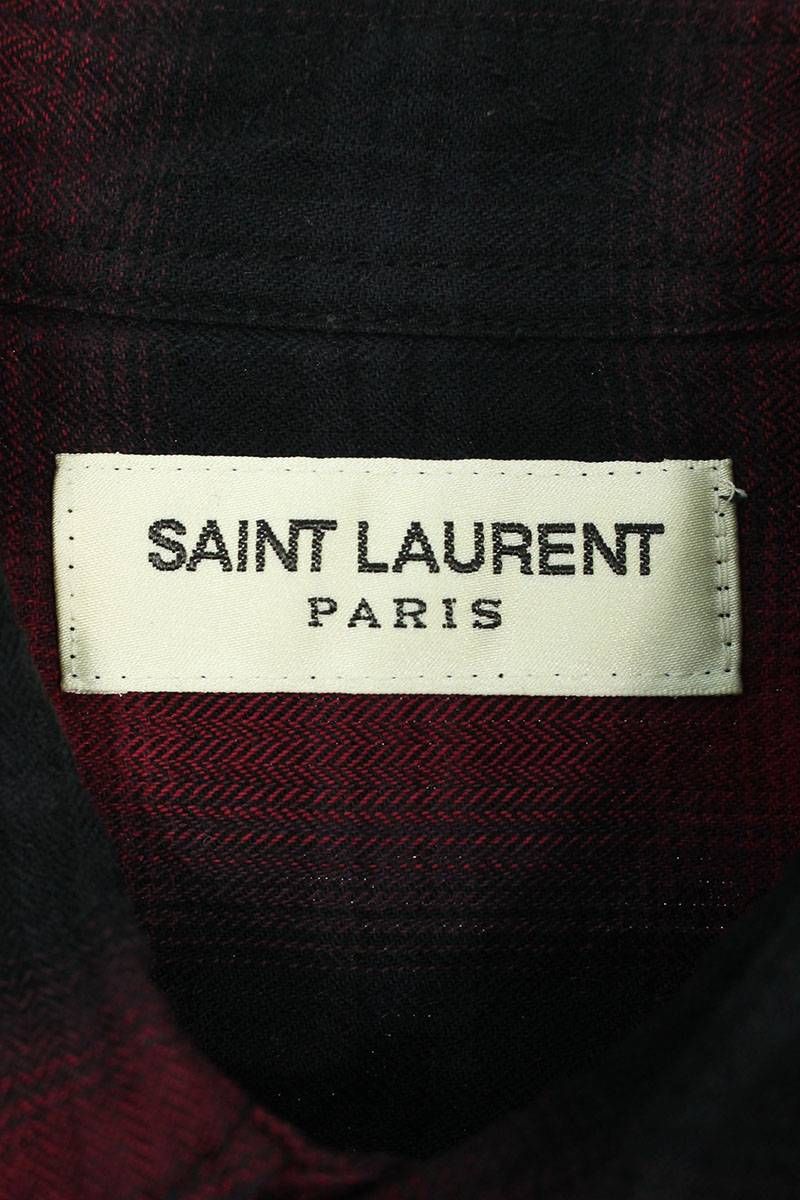 サンローランパリ 16AW 407723 Y826L オンブレチェック長袖シャツ