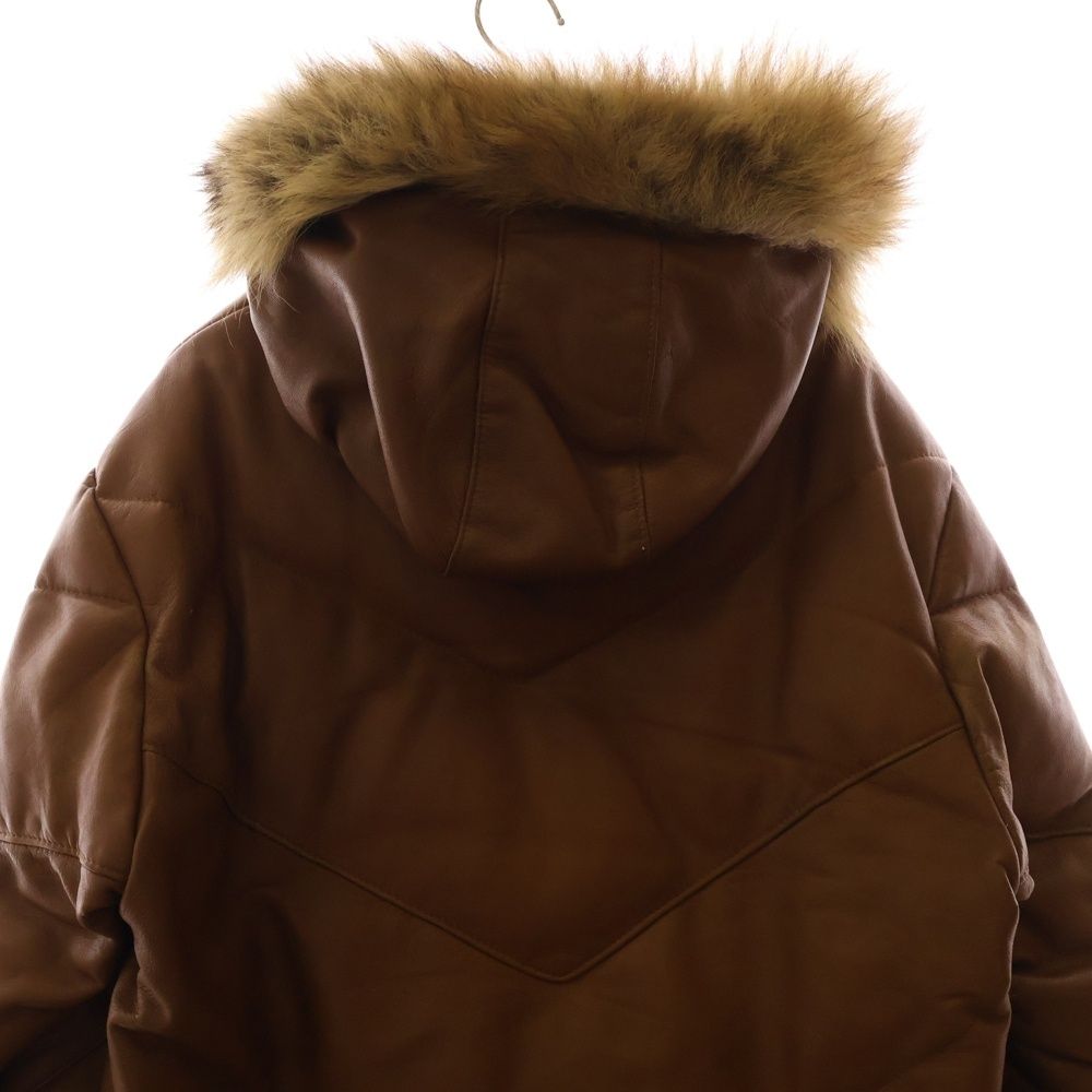 SCHOTT (ショット) ファー付き フーデット レザー ダウンジャケット 