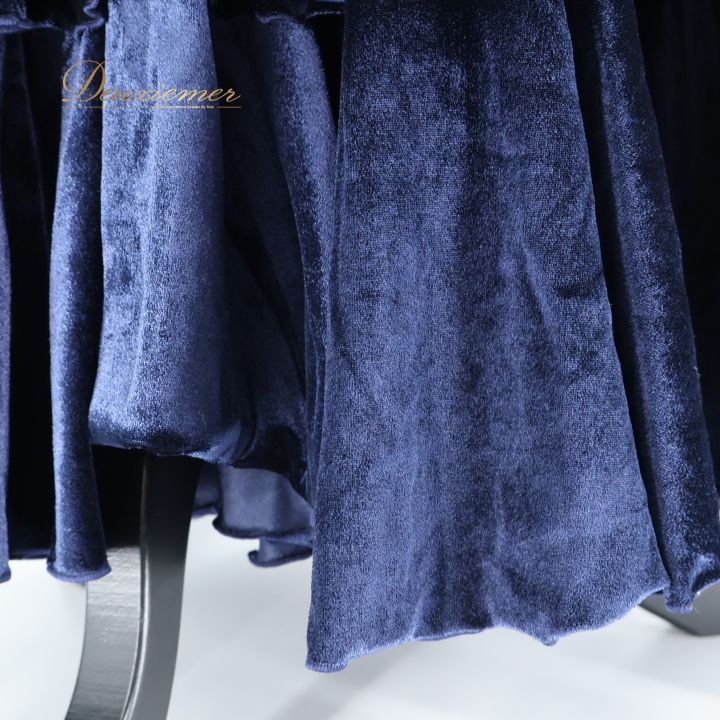 フラメンコ 衣装 ツーピース セットアップ トップス ファルダ スカート 紺 ベロア ボランテ フリル 無地 感 上下セット ネイビー系 フェスティバル パーティー コスチューム 舞台衣装 レディース Mサイズ おしゃれ 上品 デザイン かわいい