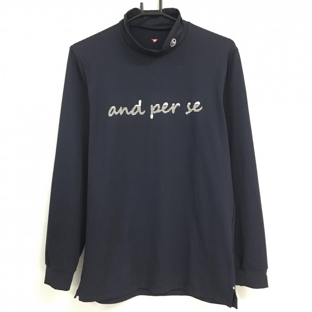 新品 and per se アンパスィ 長袖ハイネックシャツ ネイビー LL and per se アンパスィ 長袖ハイネックシャツ メンズ