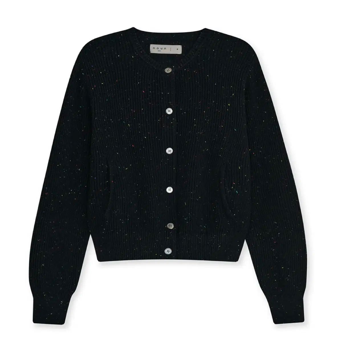 NOUN ニットカーディガン ブラック nep yarn crewneck cardigan