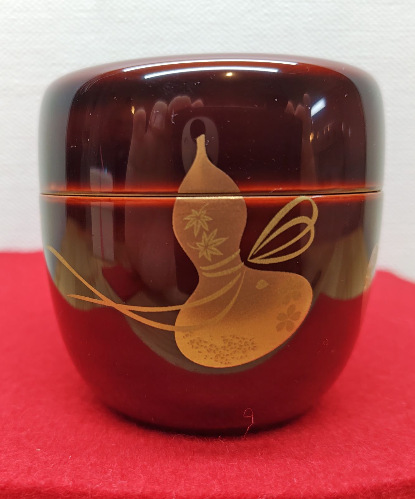 逢絢亭・新品】茶道具 棗 中棗 六瓢蒔絵 溜塗 木質 職人さん協賛