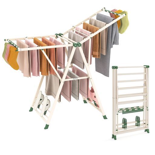 GIANTEX物干しスタンド折りたたみ式組み立て不要幅141cm洗濯物干し室内物干しタオルハンガータオル掛け服の乾燥ラック靴掛けラックベランダものほし布団干し部屋干し物干し台物干しラッ…