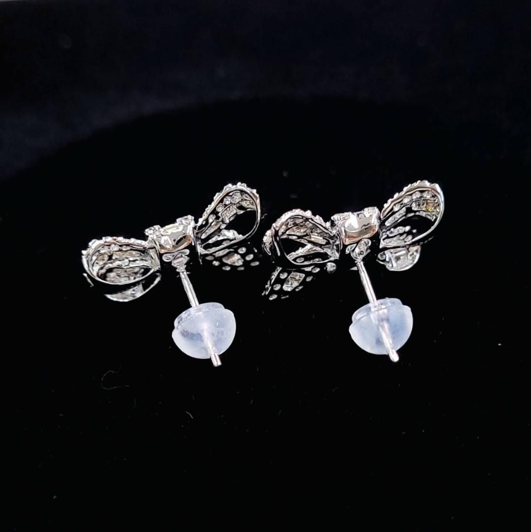 可愛い！人気のリボン 1ct ダイヤモンド K18 wg ピアス 鑑別 可愛い！人気の リボン 1ct ダイヤモンド K18 wg ピアス 鑑別