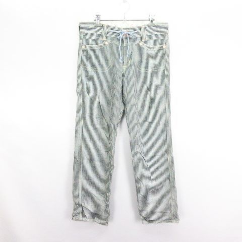 エドウィン EDWIN 433ELS パンツ ボトムス ストレート ヒッコリーストライプ バナナ繊維 イージー S ネイビー×ホワイト ※EKM