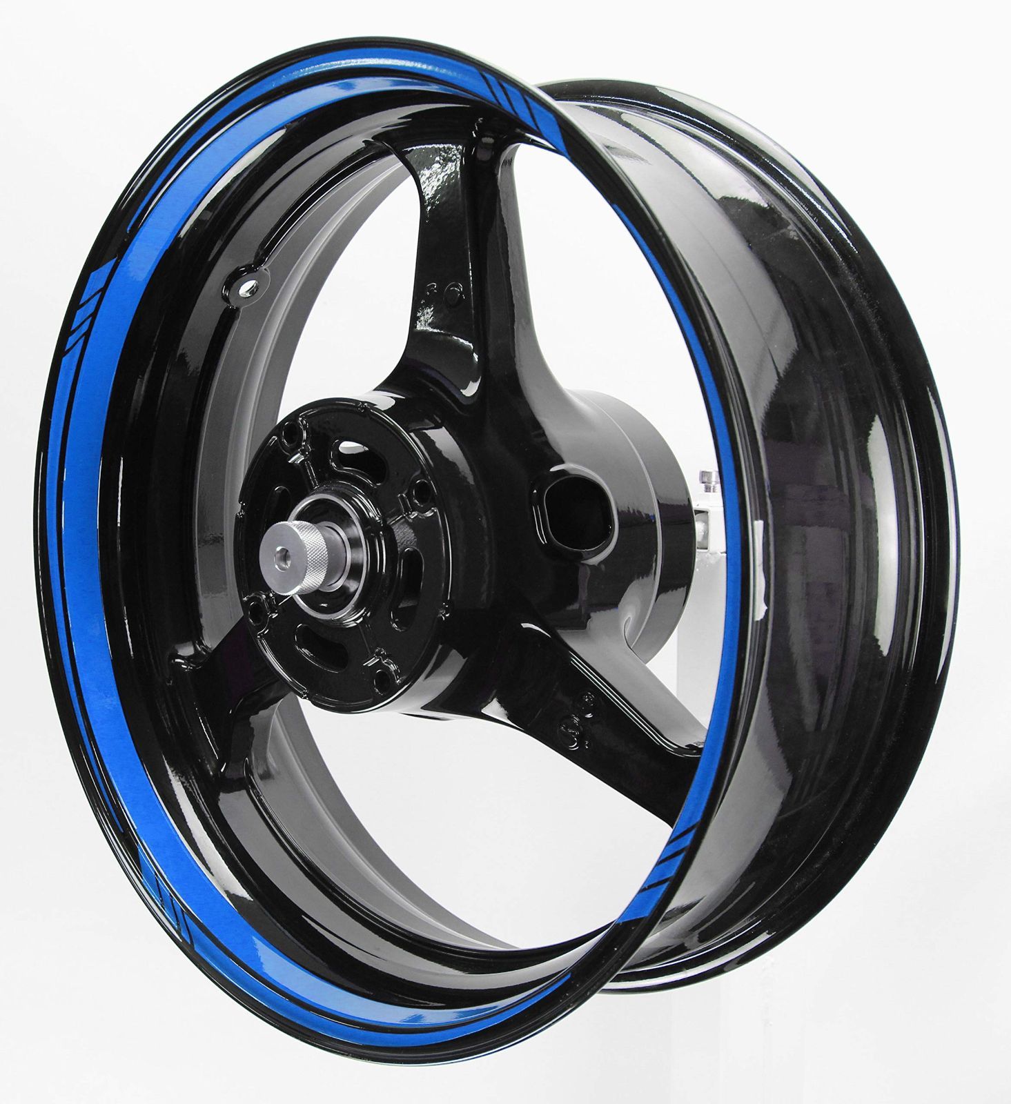 ブルー AxxL バイク用 17インチ カスタム 極太リムステッカー