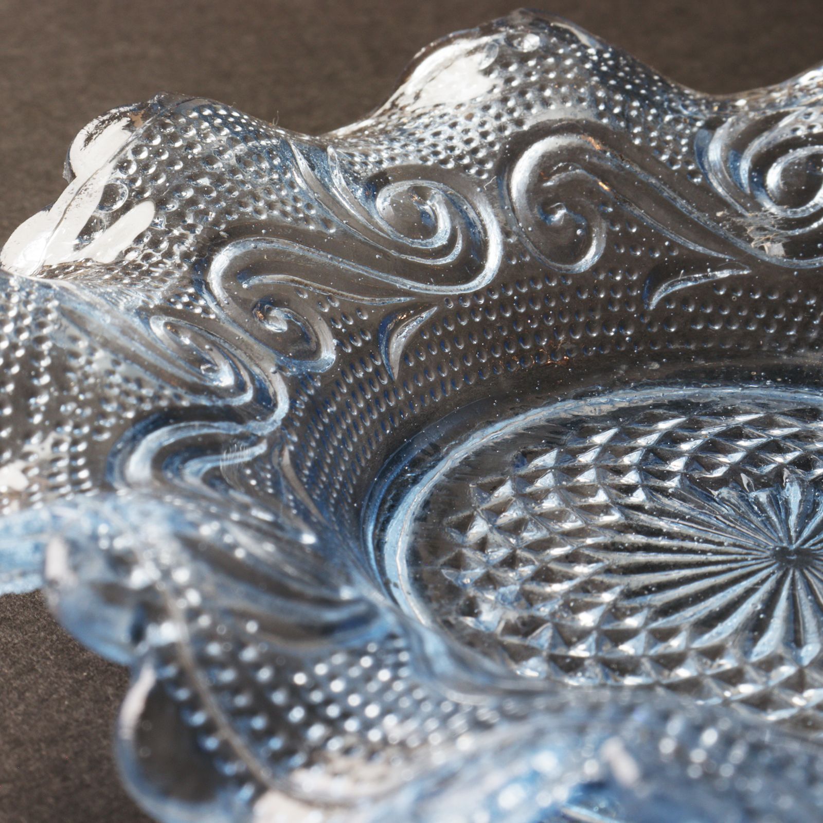 レトロ プレスガラス フリルガラス小皿 5枚セット 時代物 [IZ573