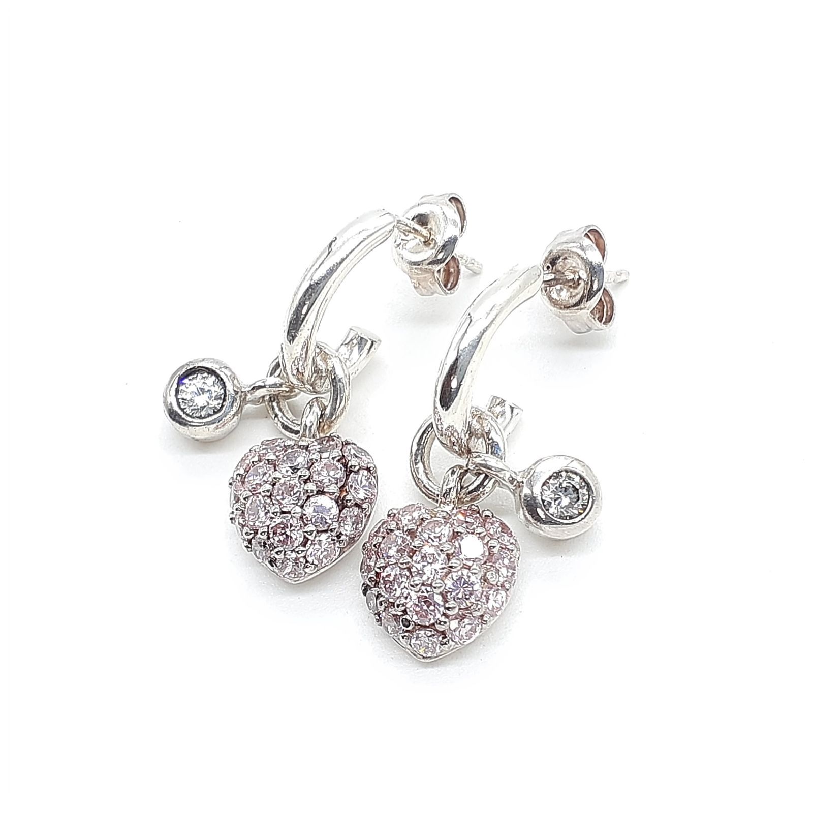 Folli Follie フォリフォリ シルバーピアス ハート ピンクジルコニア 