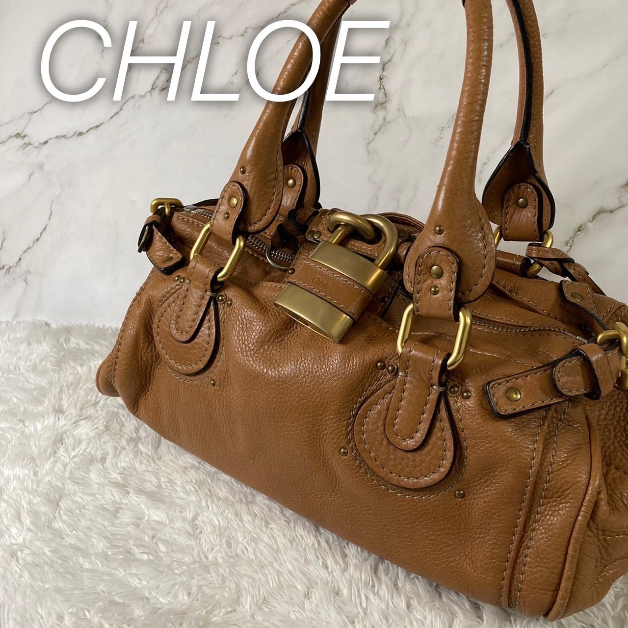 Chloe クロエ パディントン ハンドバッグ ブラウン レザー 南京錠