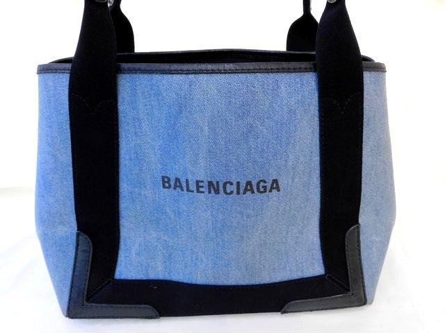 1 バレンシアガ 339933 ■ PVC デニム ネイビーカバス S トートバッグ 肩掛け BALENCIAGA CABAS ハンドバッグ  ポーチ付き □5J特にございません