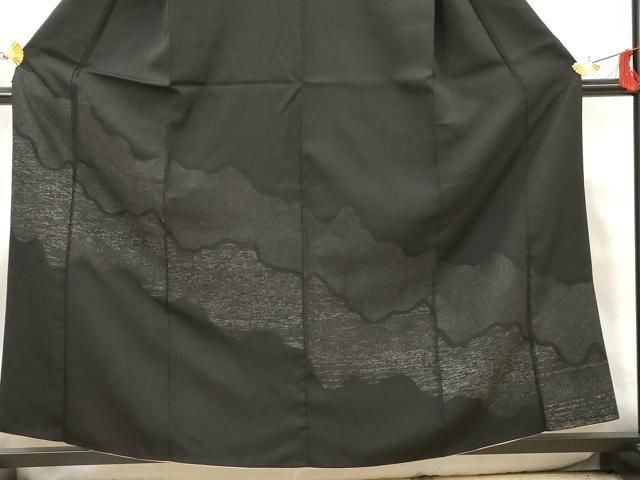 平和屋着物□訪問着 寿光織り 道長文 黒地 銀彩 正絹 逸品 AABB3447cs