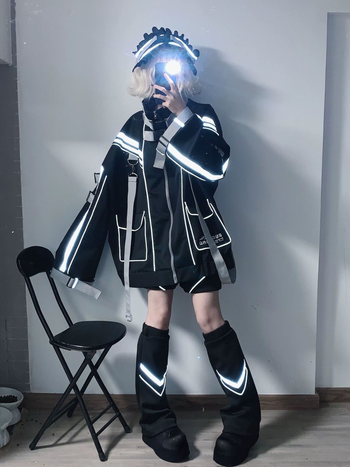 地雷系Y3K】ブラックハイネックジャンパー｜天使界隈×渦雷系 原宿発