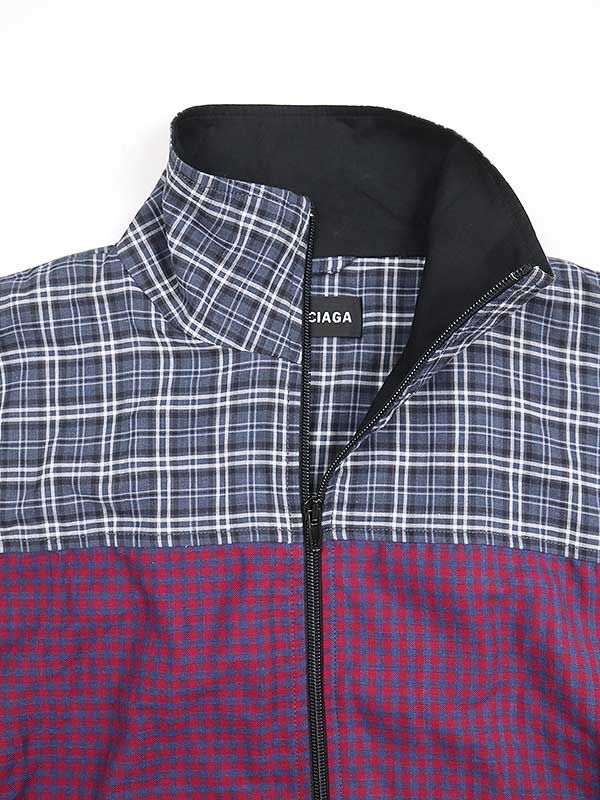 BALENCIAGA バレンシアガ 18AW チェック切替ポプリンジップ