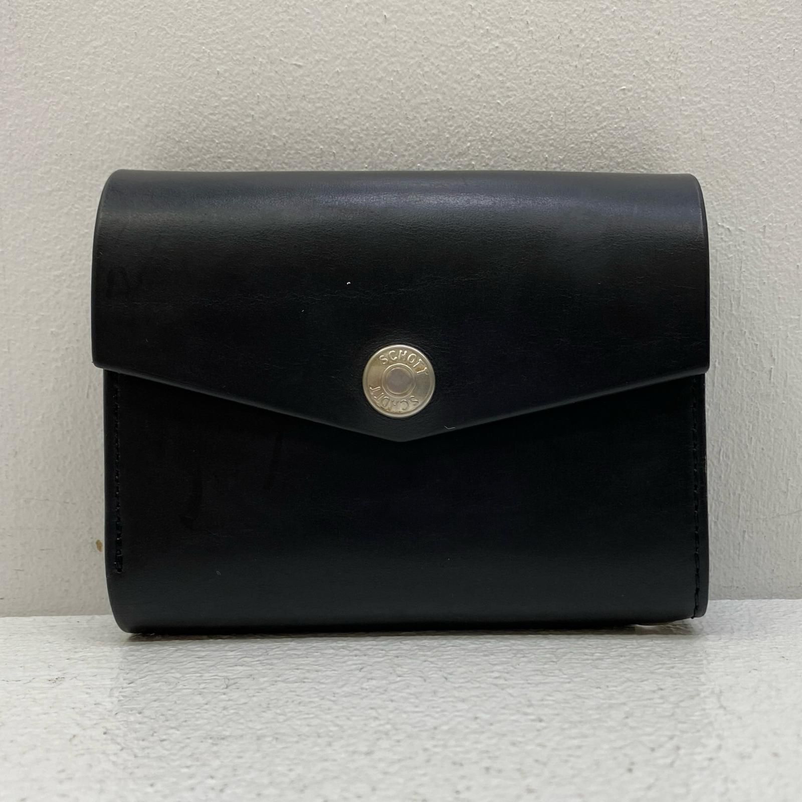 加古川店 schott ショット 二つ折り財布 メタル チェーン付き Perfect Wallet 319036 ブラック 124