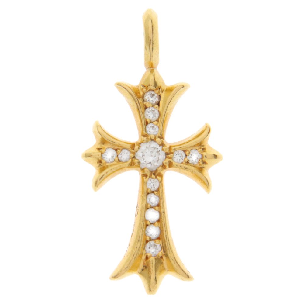 CHROME HEARTS (クロムハーツ) 22K TNY CRSF P/DMND タイニーファットクロス PAVE/パヴェダイヤ ネックレストップ ゴールド