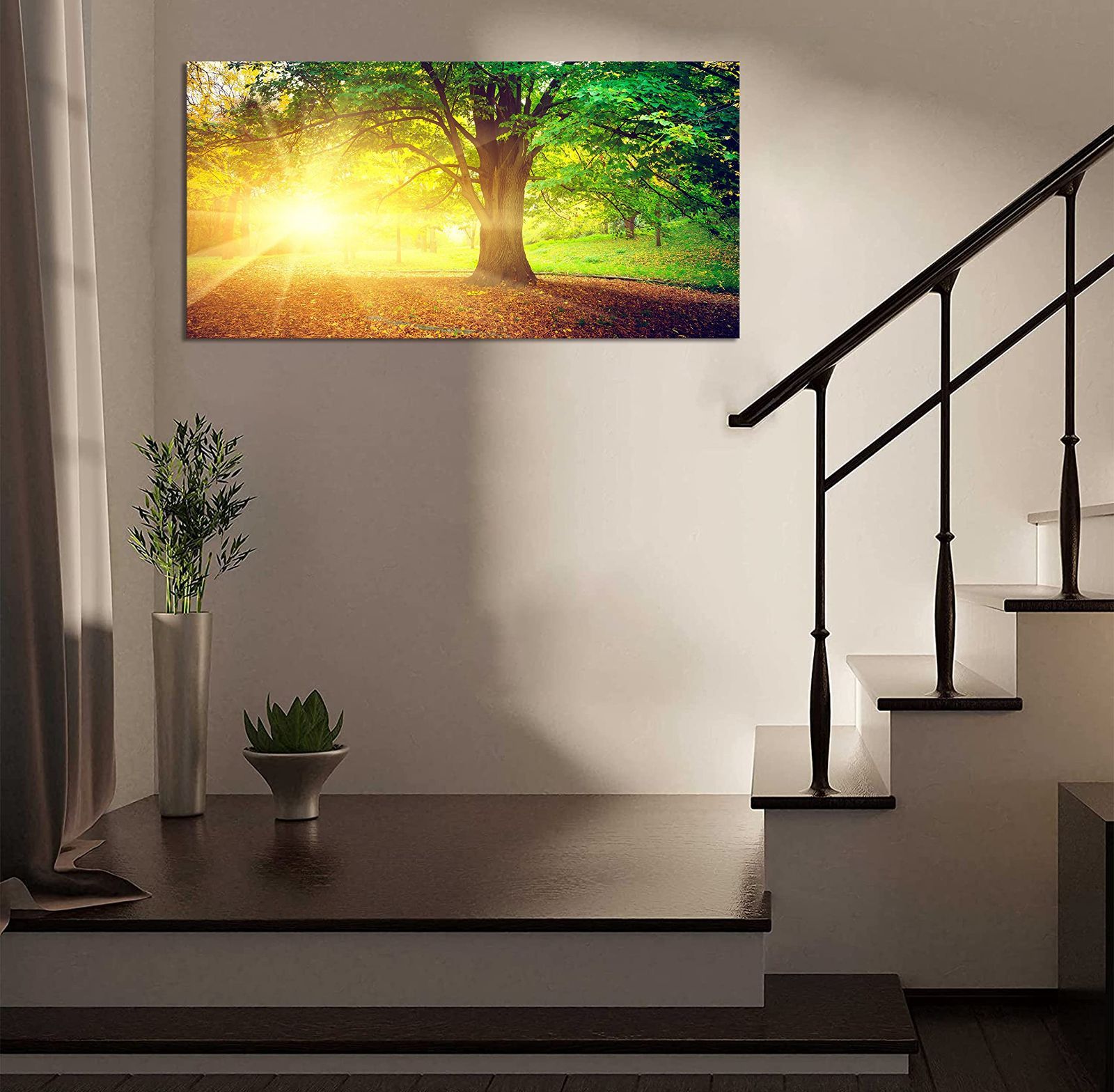 新品 木の絵 風景画太陽の光 絵画 インテリア 風景画 壁掛け