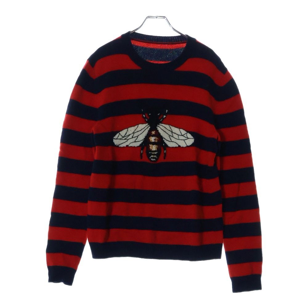 【極美品】グッチ マフラー ボーダー ビー 蜂 ユニセックス ネイビー レッド 極美品】グッチ マフラー ボーダー ビー 蜂 ユニセックス