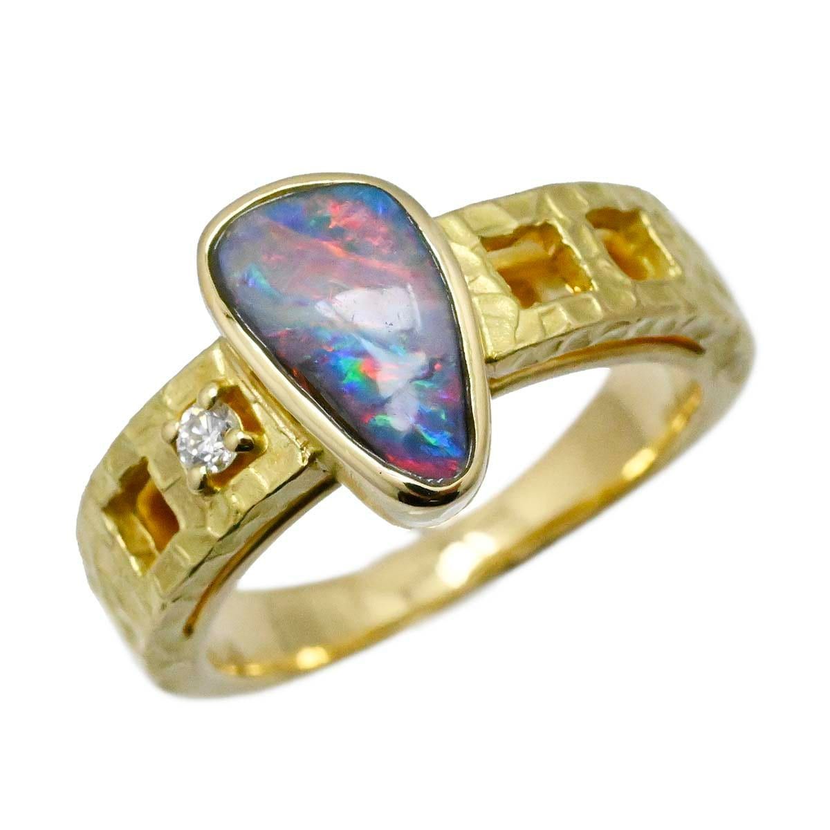 【K18YG オパールリング　12号】 k18 YGオパールダイヤリング 12号 レア品 ティファニー リング