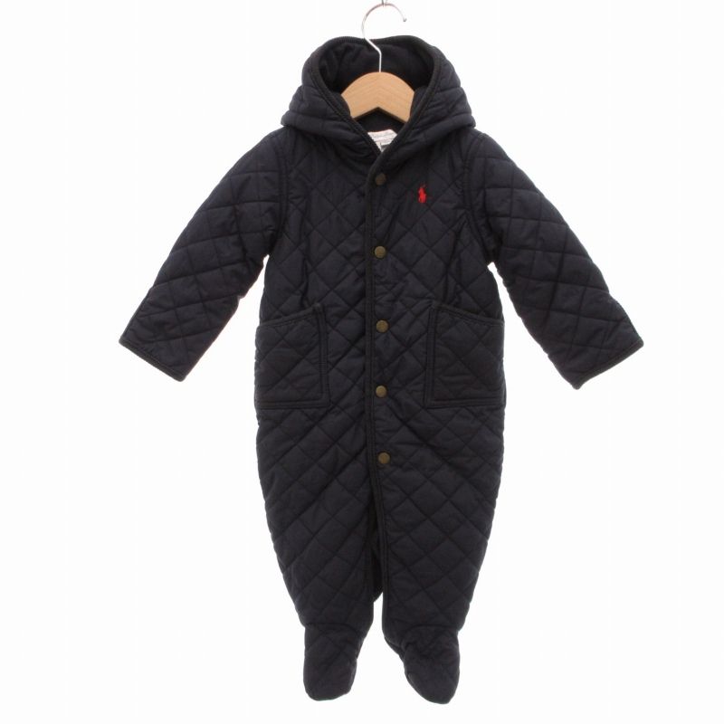 ラルフローレン RALPH LAUREN ベビー服 つなぎ オールインワン キルティング 中綿 ポニー ロゴ刺繍 9M 紺 ネイビー GY14 /TZ