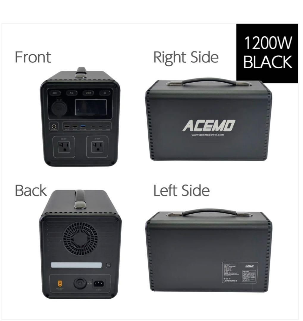 ACEMO 1200W ポータブル電源 ブラックのみ - メルカリ