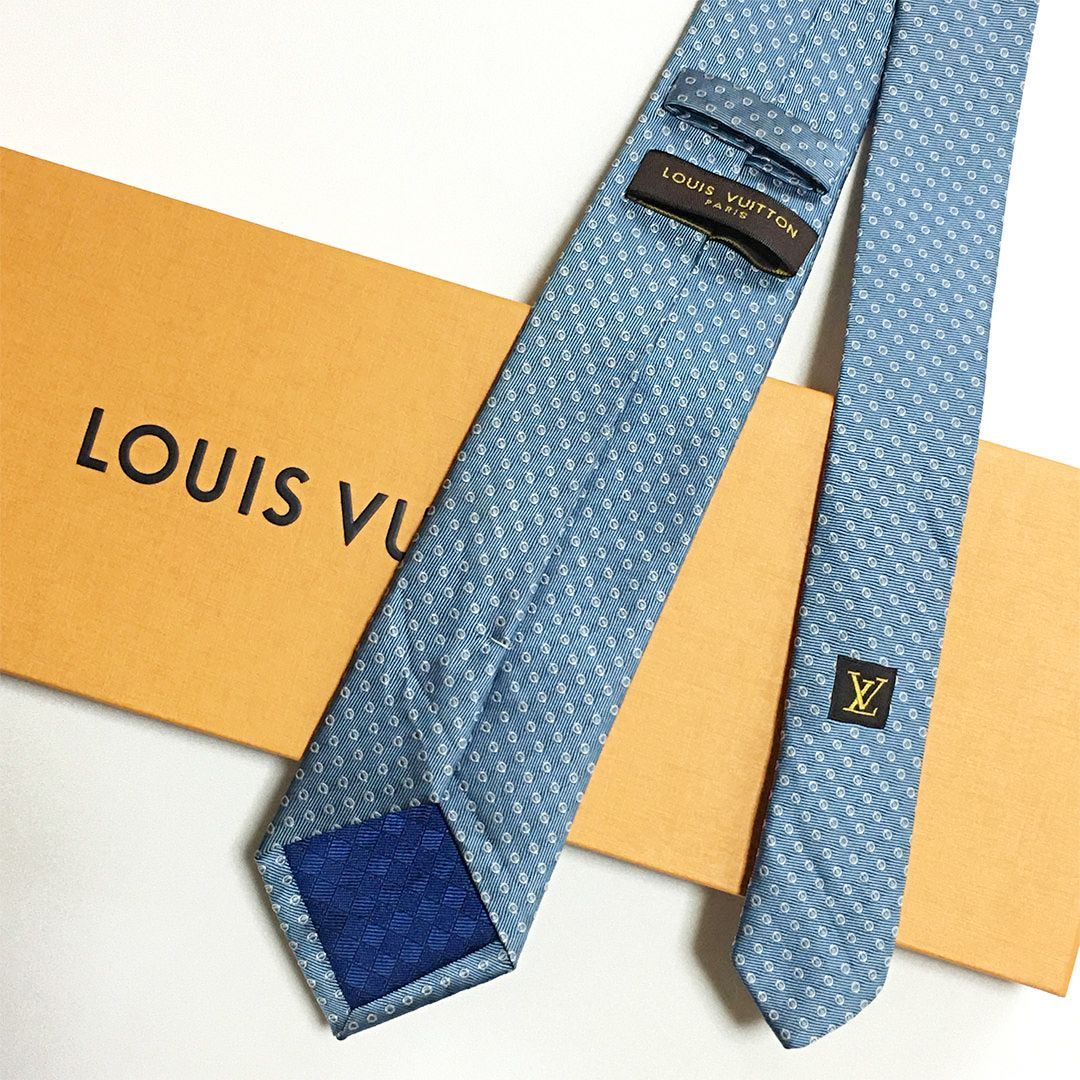 美品 ルイヴィトン Louis Vuitton ネクタイ シルク100% ライトブルー