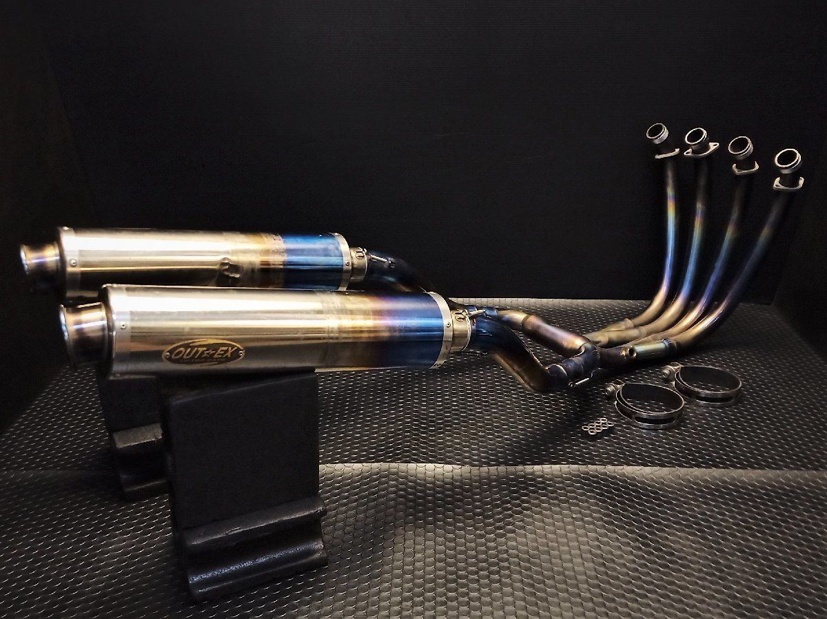 【評価A】160 FJR1300 社外 OUTEX アウテックス 4-2管 チタン マフラー フルエキゾースト サイレンサー@f3447S11k