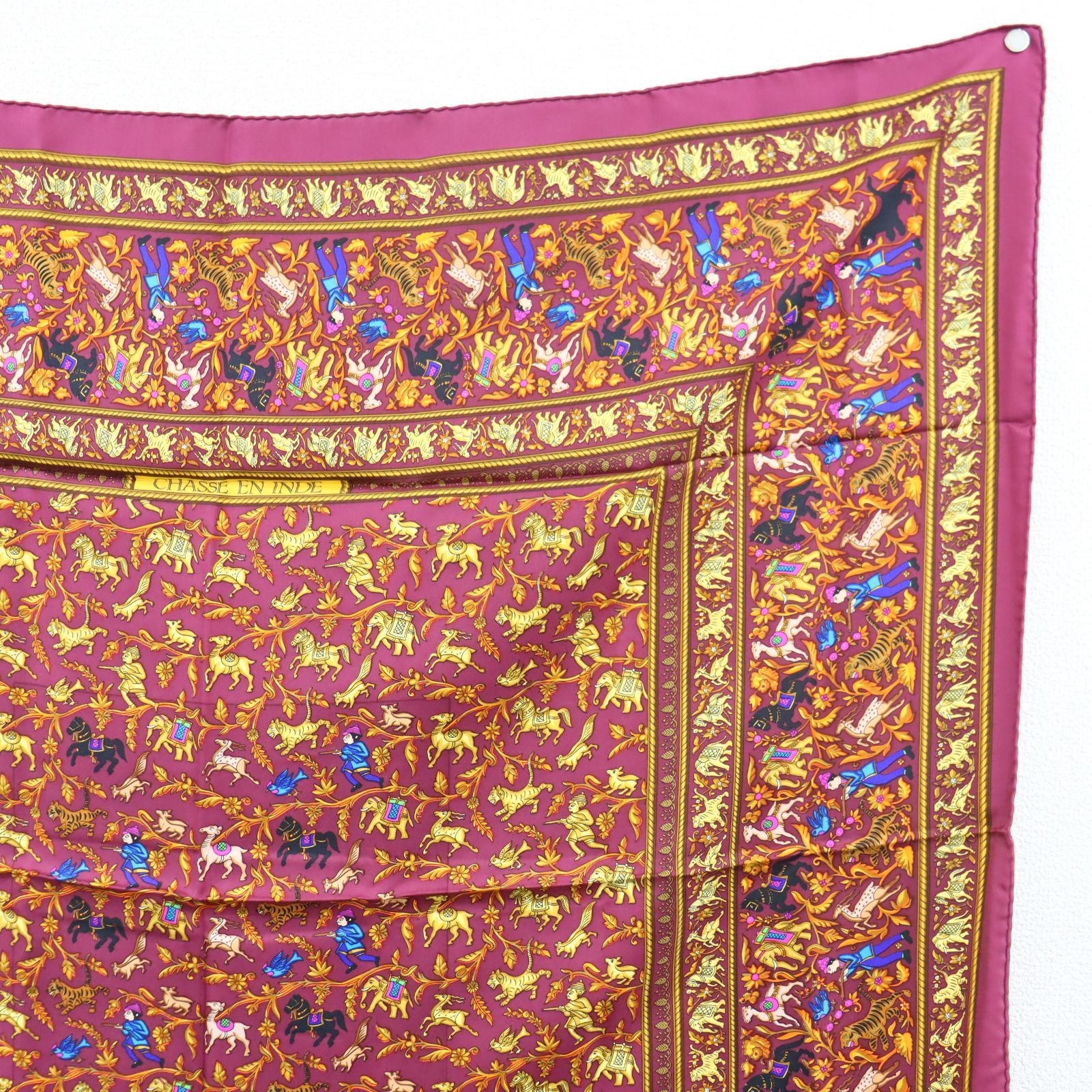 美品 HERMES エルメス カレ90 インドの狩猟 CHASSE EN INDE シルク