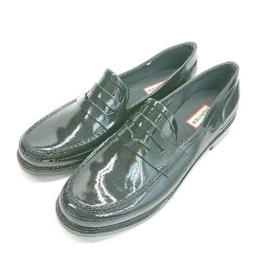 HUNTER レインシューズ ローファー ブラック メンズ ハンター