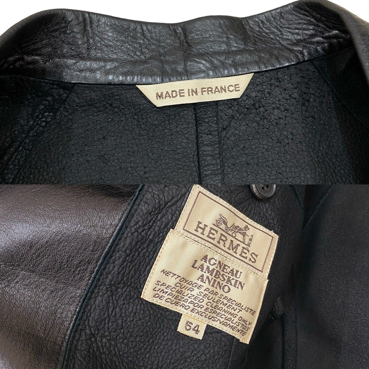 【極美品】HERMES ジャケット　サイズ50 HERMES】エルメス『レザージャケット size50』メンズ 1週間保証