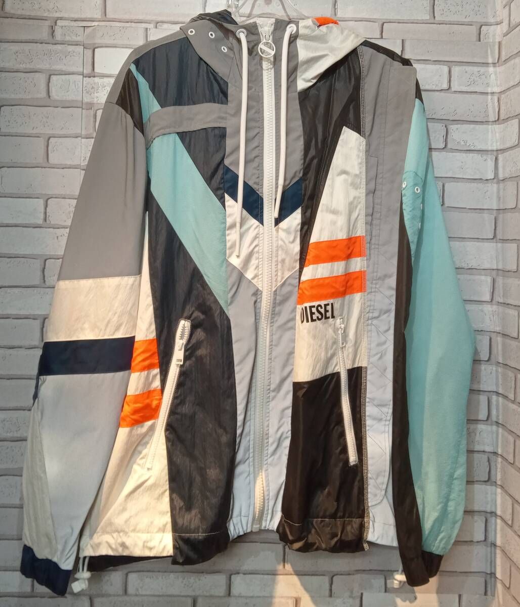 DIESEL ディーゼル J-EDWARD JACKET 切り替え リフレクター マウンテンパーカー サイズL 黒|水色|グレー インポート
